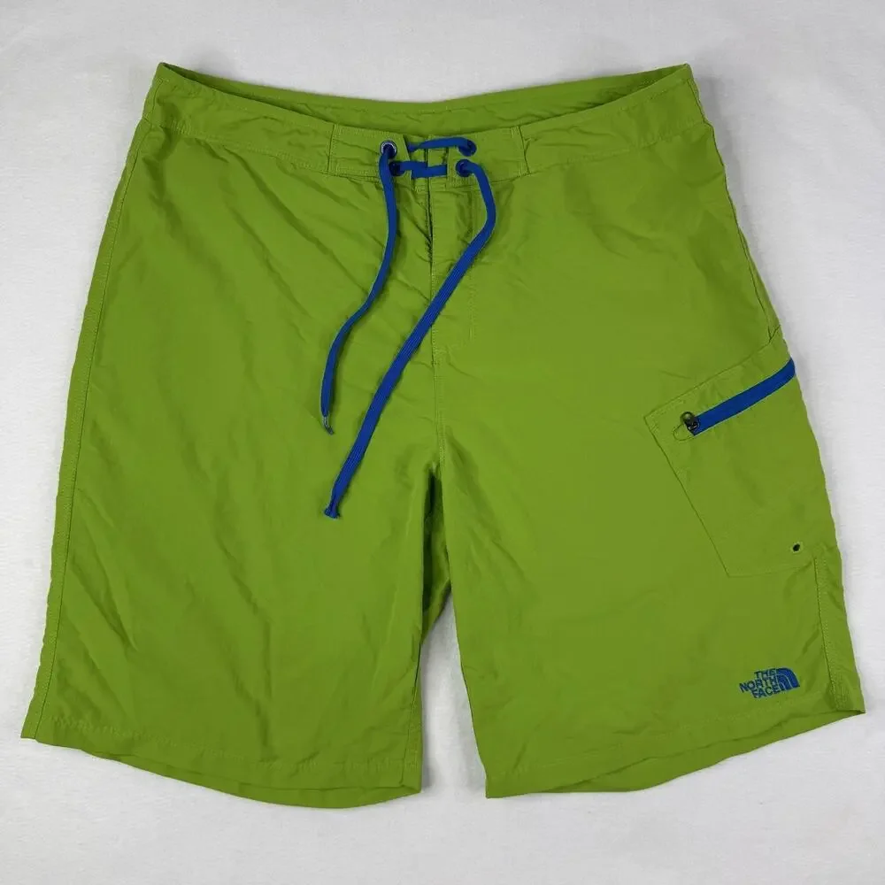 North Face Board Shorts Mens 34 Green Solid Swim Trunks Quick Dry Beach